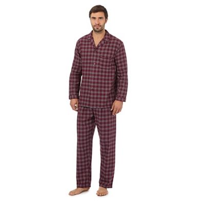 Big and tall big and tall dark red check cotton pyjama set